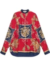 GUCCI OVERSIZE SHIRT WITH FLOWERS AND TASSELS
