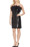 VINCE CAMUTO FEATHER DETAIL SEQUIN DRESS,9168910