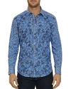 ROBERT GRAHAM HUTCHINSON EMBROIDERED HOUNDSTOOTH-PRINT CLASSIC FIT SHIRT,RF181006CF