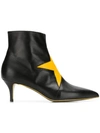 MSGM ANKLE BOOTS WITH STAR PATCH