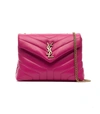 SAINT LAURENT Pink Lou Lou Quilted Leather Shoulder Bag