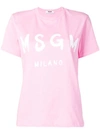 Msgm Logo Print T-shirt In Pink