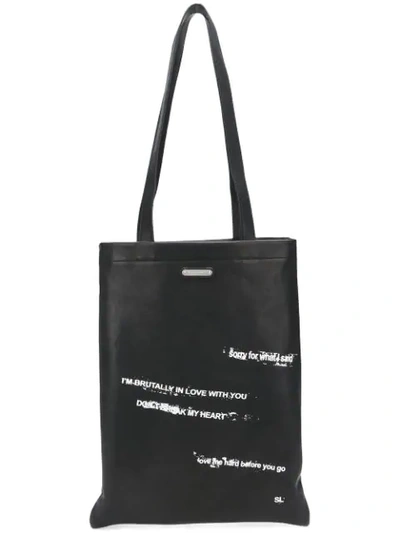 Saint Laurent Ledershopper Mit Print In Black