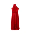 TIBI Tomato Red Mendini Twill Pleated Dress