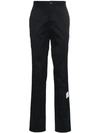 THOM BROWNE LOGO PATCH TAILORED COTTON TROUSERS