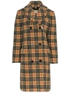 BURBERRY DOUBLE-BREASTED CHECK FAUX SHEARLING COAT