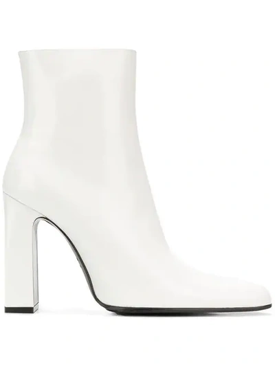 Balenciaga Leather Ankle Boots In White