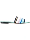 EMILIO PUCCI STRIPED RAFFIA FLAT SANDALS