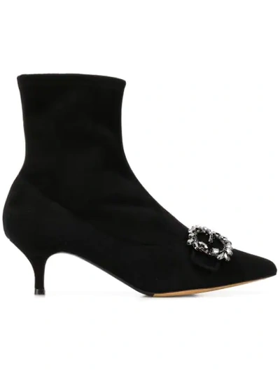Tabitha Simmons Oscar Crystal-embellished Suede Sock Boots In Black
