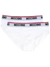 Moschino Logo Waistband Briefs In White