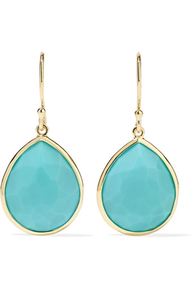 Ippolita Polished Rock Candy Mini 18-karat Gold Turquoise Earrings In Blue/gold