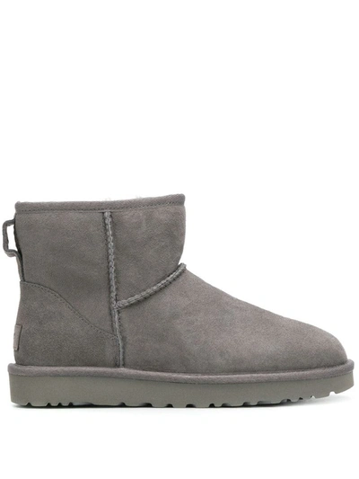 Ugg Grey Twinface Leather Boots In Gray