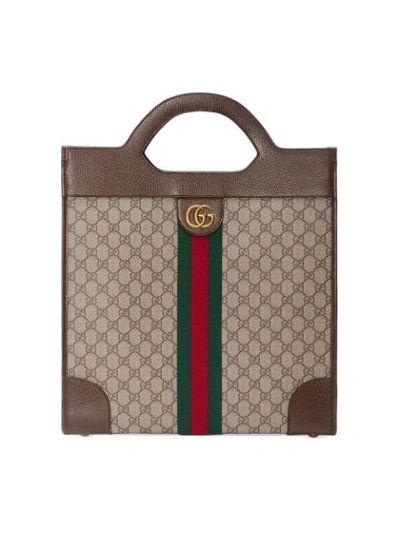 Gucci Ophidia Gg Medium Top Handle Tote In Brown