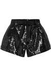 SAINT LAURENT BELTED SEQUINED WOOL SHORTS