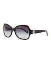 TORY BURCH LOGO-TEMPLE RECTANGLE SUNGLASSES, BLACK,PROD210182686