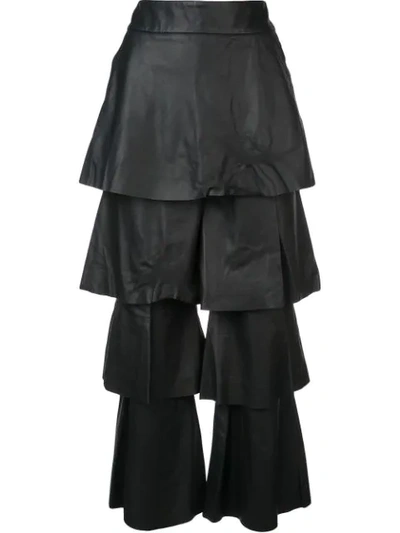Osman Layered Leather Trousers - 黑色 In Black
