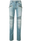 BALMAIN BALMAIN RIBBED KNEES JEANS - BLUE