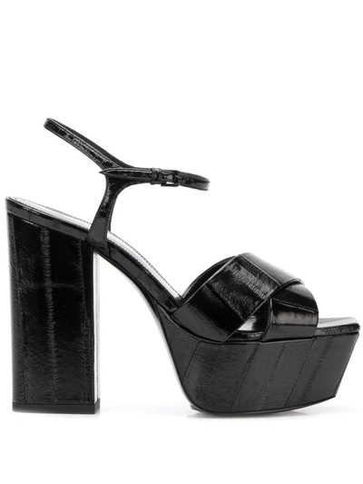 Saint Laurent Farrah Crisscross Sandals In Black
