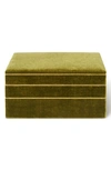 AERIN VALENTINA VELVET STACKED JEWELRY BOX - GREEN,17220048