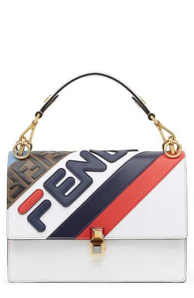 Fendi Kan I Appliquéd Leather Shoulder Bag In Silver