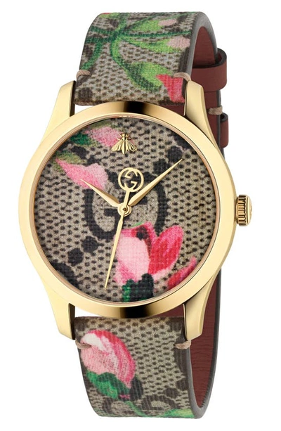 Gucci Watch G-timeless Watch 38 Mm Case With Monogram-floral Pattern In Gold