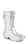 Hunter Original Short Waterproof Rain Boot In Silver