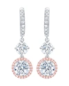 CRISLU FIORE CLUSTER DROP EARRINGS IN PLATINUM-PLATED STERLING SILVER OR 18K ROSE GOLD-PLATED STERLING SILV,9011150E00PI