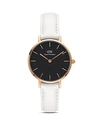 Daniel Wellington Classic Petite Leather Strap Watch, 28mm In Black/white
