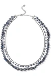 CHAN LUU CHAN LUU WOMAN SILVER-TONE BEADED NECKLACE STORM BLUE,3074457345619621253