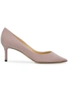 Jimmy Choo Romy 60 Ballet Pink Fine Glitter Fabric Pointy Toe Pumps