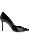 SERGIO ROSSI SERGIO ROSSI WOMAN PERFORATED PATENT-LEATHER PUMPS BLACK,3074457345619637852