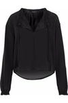 RAG & BONE WOMAN VERNA SILK CREPE DE CHINE BLOUSE BLACK,GB 7668287966588155