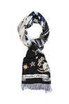 ALEXANDER MCQUEEN ALEXANDER MCQUEEN JEWELLED EMBELLISHED SKULL FRINGED SCARF