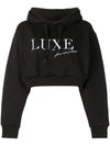 ANDREA CREWS ANDREA CREWS LUXE SIGNATURE CROPPED HOODIE - 黑色