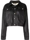 ANDREA CREWS ANDREA CREWS CROPPED LEATHER JACKET - BLACK