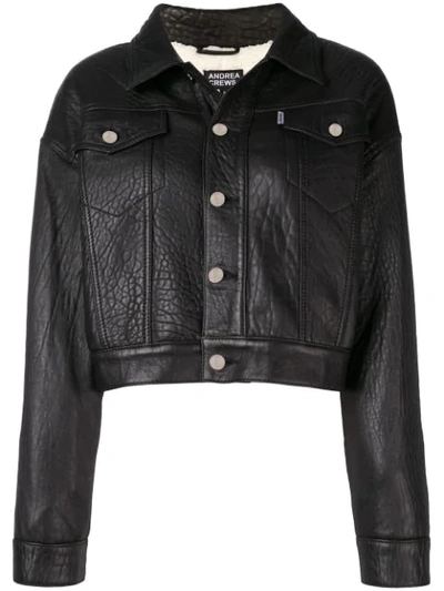Andrea Crews Cropped Leather Jacket - 黑色 In Black
