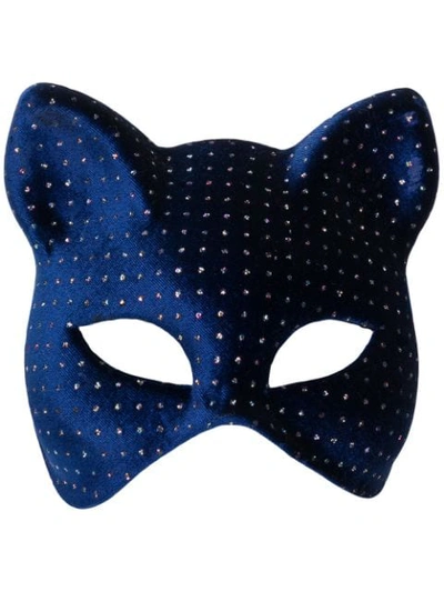 Maison Michel Glittery Cat Mask - 蓝色 In Blue