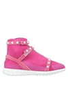 Valentino Free Rockstud High-top Sneakers In Fuchsia