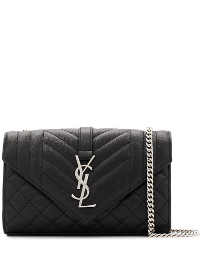 Saint Laurent Monogram Envelope Shoulder Bag In Black