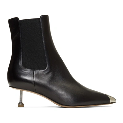 Maison Margiela Pointed-toe Leather Booties In Black