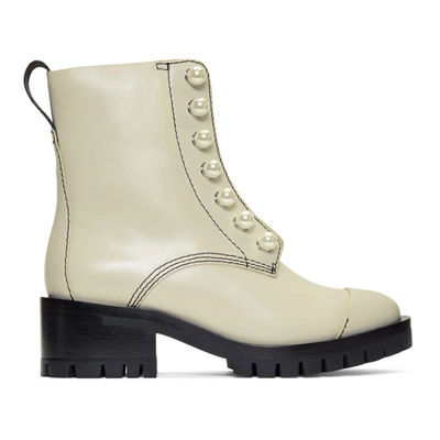 3.1 Phillip Lim / フィリップ リム Hayett Faux-pearl Lug Sole Boots In Pale Grey