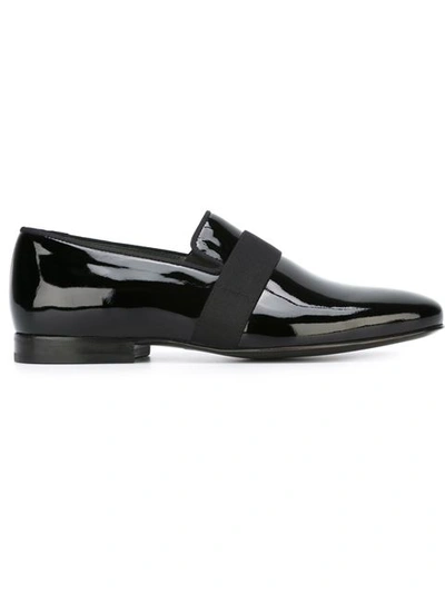 Lanvin Grosgrain-trim Patent-leather Loafers In Black