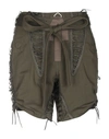 SAINT LAURENT SAINT LAURENT WOMAN SHORTS & BERMUDA SHORTS MILITARY GREEN SIZE 4 COTTON, LINEN,13236949PA 3