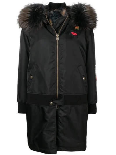 Mr & Mrs Italy Hooded Parka Coat In C9229 Black/natural Night