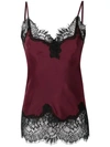 Gold Hawk Longline Lace Cami - Red In Red