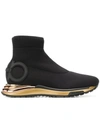 Ferragamo Gardena Stretch-knit Sneakers In Black