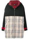 ANDREA CREWS ANDREA CREWS OVERSIZED PLAID PANEL COAT - BLACK