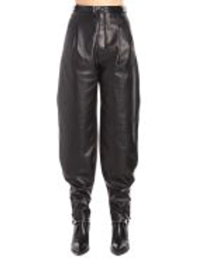 Givenchy Button-hem Leather Trousers In Black