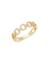 SAKS FIFTH AVENUE WOMEN'S 14K YELLOW GOLD & DIAMOND LINK RING/SIZE 7,0400098983538