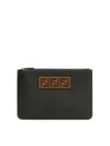 FENDI CALFSKIN POUCH WITH FF EMBROIDERY,10712571